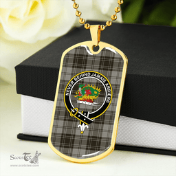 ScottishPlaid Douglas Grey Weathered Clan Tartan Dog Tag Necklace - Crest Classic Scottish Plaid Tartan Plaid