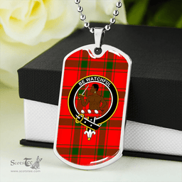 ScottishPlaid Darroch Clan Tartan Dog Tag Necklace - Crest Classic Scottish Plaid Tartan Plaid