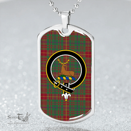 ScottishPlaid Fulton 1982 Modern Clan Tartan Dog Tag Necklace - Crest Classic Scottish Plaid Tartan Plaid