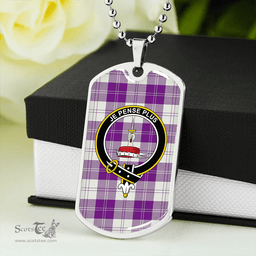 ScottishPlaid Erskine Red Clan Tartan Dog Tag Necklace - Crest Classic Scottish Plaid Tartan Plaid