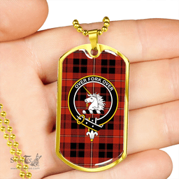ScottishPlaid Cunningham Ancient Clan Tartan Dog Tag Necklace - Crest Classic Scottish Plaid Tartan Plaid