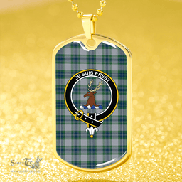 ScottishPlaid Fraser Arisaid Green Clan Tartan Dog Tag Necklace - Crest Classic Scottish Plaid Tartan Plaid