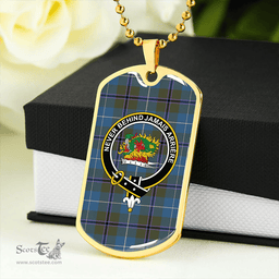 ScottishPlaid Douglas Green Ancient Clan Tartan Dog Tag Necklace - Crest Classic Scottish Plaid Tartan Plaid