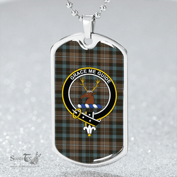 ScottishPlaid Forbes Old Weathered Clan Tartan Dog Tag Necklace - Crest Classic Scottish Plaid Tartan Plaid