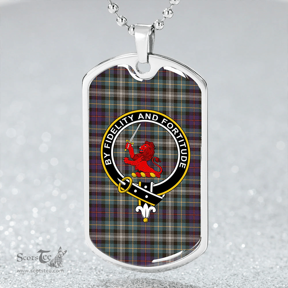ScottishPlaid Farquharson Dress Weathered Clan Tartan Dog Tag Necklace - Crest Classic Scottish Plaid Tartan Plaid