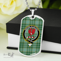 ScottishPlaid Currie Ancient Clan Tartan Dog Tag Necklace - Crest Classic Scottish Plaid Tartan Plaid