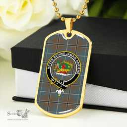 ScottishPlaid Douglas Green Weathered Clan Tartan Dog Tag Necklace - Crest Classic Scottish Plaid Tartan Plaid