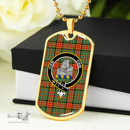 ScottishPlaid Dalrymple of Castleton #2 Modern Clan Tartan Dog Tag Necklace - Crest Classic Scottish Plaid Tartan Plaid