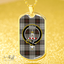 ScottishPlaid Dunlop Hunting Weathered Clan Tartan Dog Tag Necklace - Crest Classic Scottish Plaid Tartan Plaid