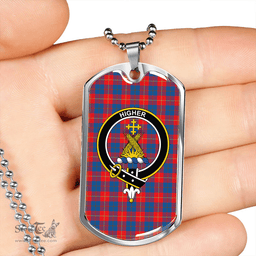 ScottishPlaid Galloway Red Clan Tartan Dog Tag Necklace - Crest Classic Scottish Plaid Tartan Plaid