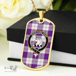 ScottishPlaid Cunningham Dress Purple Clan Tartan Dog Tag Necklace - Crest Classic Scottish Plaid Tartan Plaid