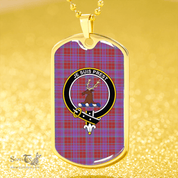 ScottishPlaid Fraser of Reelig Ancient Clan Tartan Dog Tag Necklace - Crest Classic Scottish Plaid Tartan Plaid