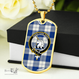ScottishPlaid Cunningham Dress Royal Blue Clan Tartan Dog Tag Necklace - Crest Classic Scottish Plaid Tartan Plaid