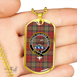ScottishPlaid Dickie Weathered Clan Tartan Dog Tag Necklace - Crest Classic Scottish Plaid Tartan Plaid
