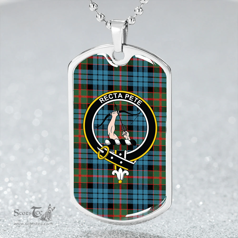 ScottishPlaid Fletcher of Dunans Weathered Clan Tartan Dog Tag Necklace - Crest Classic Scottish Plaid Tartan Plaid