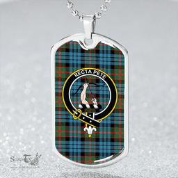 ScottishPlaid Fletcher of Dunans Weathered Clan Tartan Dog Tag Necklace - Crest Classic Scottish Plaid Tartan Plaid