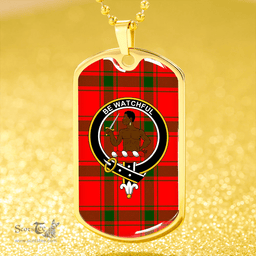 ScottishPlaid Darroch Clan Tartan Dog Tag Necklace - Crest Classic Scottish Plaid Tartan Plaid