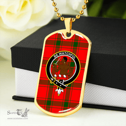 ScottishPlaid Darroch Clan Tartan Dog Tag Necklace - Crest Classic Scottish Plaid Tartan Plaid