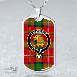 ScottishPlaid Fairlie Modern Clan Tartan Dog Tag Necklace - Crest Classic Scottish Plaid Tartan Plaid