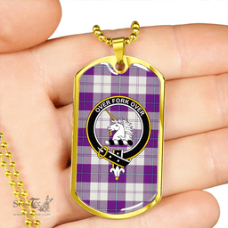 ScottishPlaid Cunningham Dress Purple Clan Tartan Dog Tag Necklace - Crest Classic Scottish Plaid Tartan Plaid