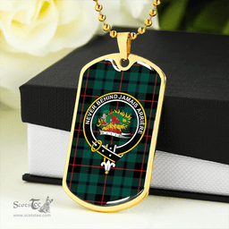 ScottishPlaid Douglas Black Modern Clan Tartan Dog Tag Necklace - Crest Classic Scottish Plaid Tartan Plaid