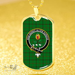 ScottishPlaid Don (Tribe of Mar) Clan Tartan Dog Tag Necklace - Crest Classic Scottish Plaid Tartan Plaid