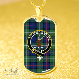 ScottishPlaid Davidson of Tulloch Modern Clan Tartan Dog Tag Necklace - Crest Classic Scottish Plaid Tartan Plaid
