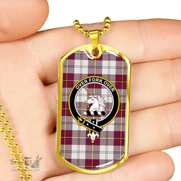 ScottishPlaid Cunningham Dress Burgundy Clan Tartan Dog Tag Necklace - Crest Classic Scottish Plaid Tartan Plaid