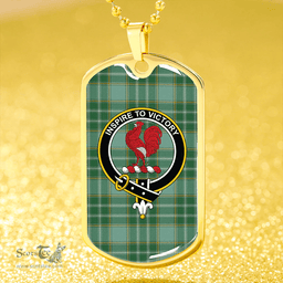 ScottishPlaid Currie Ancient Clan Tartan Dog Tag Necklace - Crest Classic Scottish Plaid Tartan Plaid
