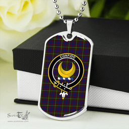 ScottishPlaid Durie Clan Tartan Dog Tag Necklace - Crest Classic Scottish Plaid Tartan Plaid