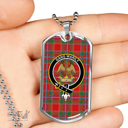 ScottishPlaid Drummond of Perth Modern Clan Tartan Dog Tag Necklace - Crest Classic Scottish Plaid Tartan Plaid