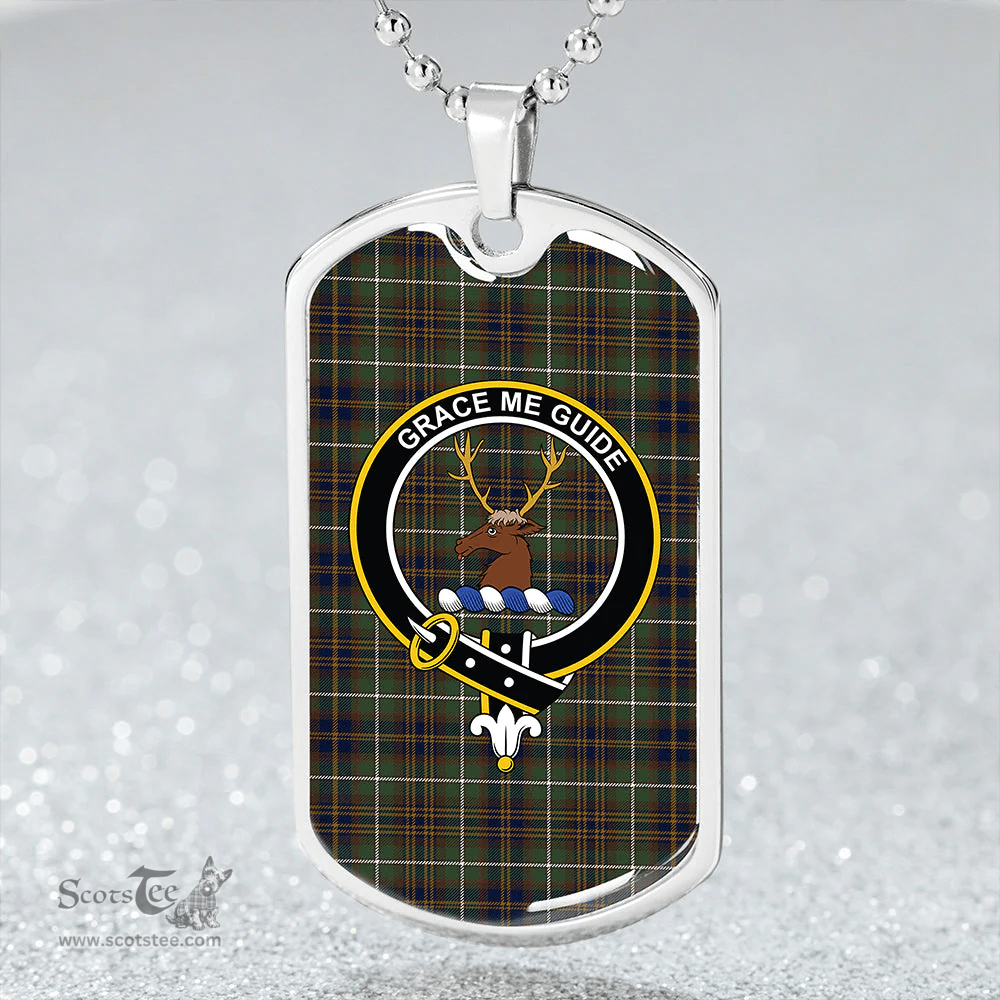 ScottishPlaid Forbes of Druinnor Modern Clan Tartan Dog Tag Necklace - Crest Classic Scottish Plaid Tartan Plaid