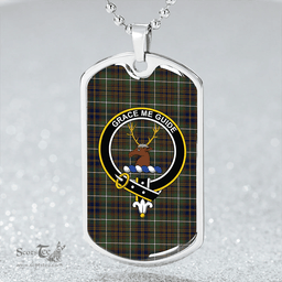 ScottishPlaid Forbes of Druinnor Modern Clan Tartan Dog Tag Necklace - Crest Classic Scottish Plaid Tartan Plaid