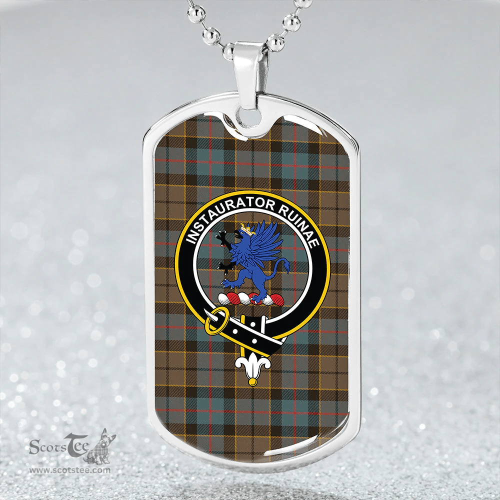 ScottishPlaid Forsyth Weathered Clan Tartan Dog Tag Necklace - Crest Classic Scottish Plaid Tartan Plaid