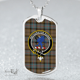 ScottishPlaid Forsyth Weathered Clan Tartan Dog Tag Necklace - Crest Classic Scottish Plaid Tartan Plaid