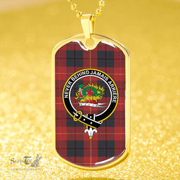 ScottishPlaid Douglas of Roxburgh Weathered Clan Tartan Dog Tag Necklace - Crest Classic Scottish Plaid Tartan Plaid