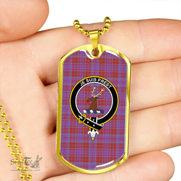 ScottishPlaid Fraser of Reelig Ancient Clan Tartan Dog Tag Necklace - Crest Classic Scottish Plaid Tartan Plaid