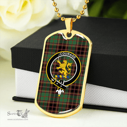 ScottishPlaid Cumming Hunting (Cumming Glenorchy) Ancient Clan Tartan Dog Tag Necklace - Crest Classic Scottish Plaid Tartan Plaid