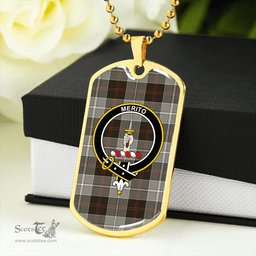 ScottishPlaid Dunlop Hunting Weathered Clan Tartan Dog Tag Necklace - Crest Classic Scottish Plaid Tartan Plaid