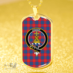 ScottishPlaid Galloway Red Clan Tartan Dog Tag Necklace - Crest Classic Scottish Plaid Tartan Plaid
