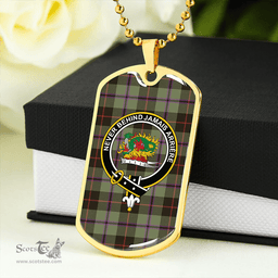 ScottishPlaid Douglas Black Weathered Clan Tartan Dog Tag Necklace - Crest Classic Scottish Plaid Tartan Plaid