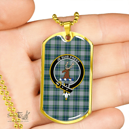 ScottishPlaid Fraser Arisaid Green Clan Tartan Dog Tag Necklace - Crest Classic Scottish Plaid Tartan Plaid