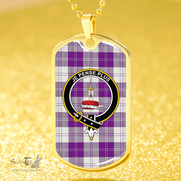 ScottishPlaid Erskine Red Clan Tartan Dog Tag Necklace - Crest Classic Scottish Plaid Tartan Plaid