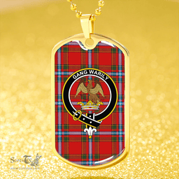 ScottishPlaid Drummond of Fingask Modern Clan Tartan Dog Tag Necklace - Crest Classic Scottish Plaid Tartan Plaid