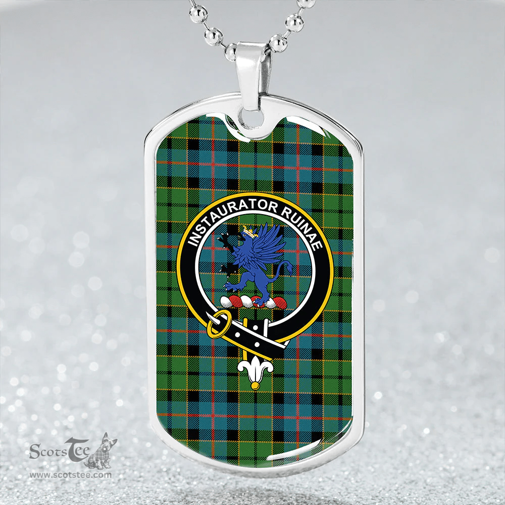 ScottishPlaid Forsyth Ancient Clan Tartan Dog Tag Necklace - Crest Classic Scottish Plaid Tartan Plaid