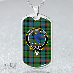 ScottishPlaid Forsyth Ancient Clan Tartan Dog Tag Necklace - Crest Classic Scottish Plaid Tartan Plaid