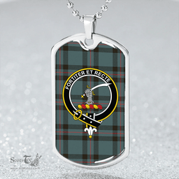 ScottishPlaid Elliot (Ellot) Weathered Clan Tartan Dog Tag Necklace - Crest Classic Scottish Plaid Tartan Plaid
