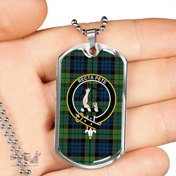 ScottishPlaid Fletcher Family Modern Clan Tartan Dog Tag Necklace - Crest Classic Scottish Plaid Tartan Plaid