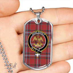 ScottishPlaid Drummond of Fingask Weathered Clan Tartan Dog Tag Necklace - Crest Classic Scottish Plaid Tartan Plaid