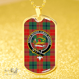 ScottishPlaid Douglas of Roxburgh Modern Clan Tartan Dog Tag Necklace - Crest Classic Scottish Plaid Tartan Plaid